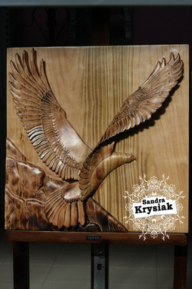 Ismael, águila (Cerezo, talla y pirograbado) 2012