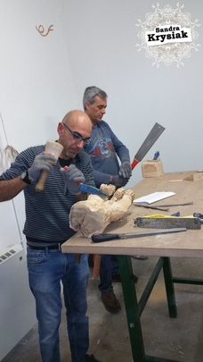 Sergio y Pablo. En pleno trabajo. 2019