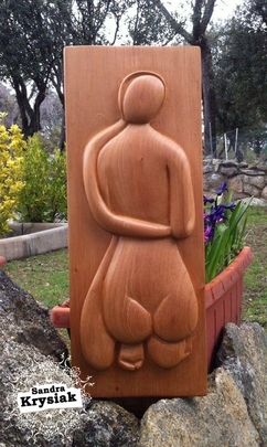 Adelaida. Escultura tallada en madea de cedro. Amantes. 2016