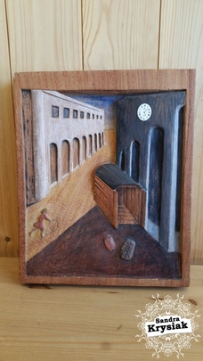 Francoise. Relieve en madera de doussie y policromado. 2019