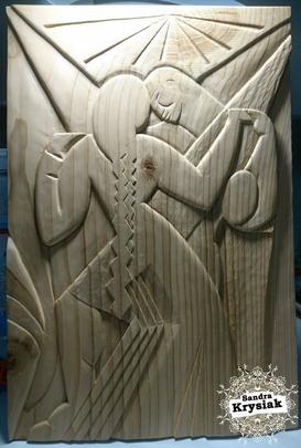 Carlos. Relieve tallado en madera de cedro del líbano. 2020