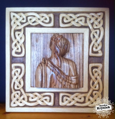 Adelaida. Relieve en madera de cebrano y marco de samba, 2015.